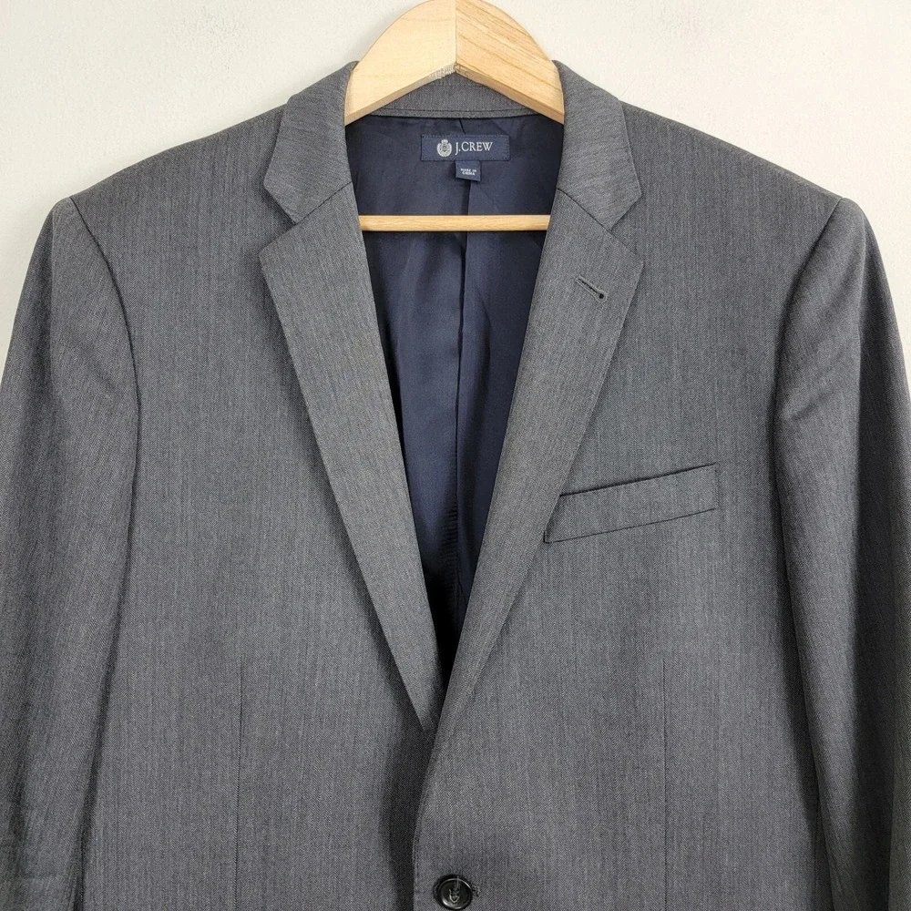 J Crew Ludlow Blazer Jacket Single Breasted Mens 40R Gray Double Vented Collared